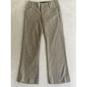 Alice + Olivia Beige Houndstooth Casual Flared Leg Pants Low rise EUC